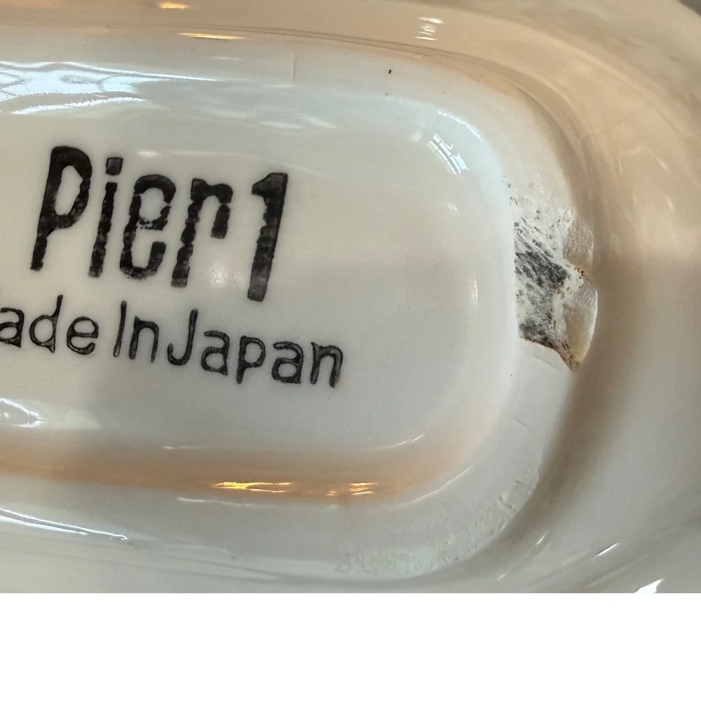 Vintage Pier 1 Japan White Ceramic Corn Dishes Set of 4 Corn Cob Serving Trays